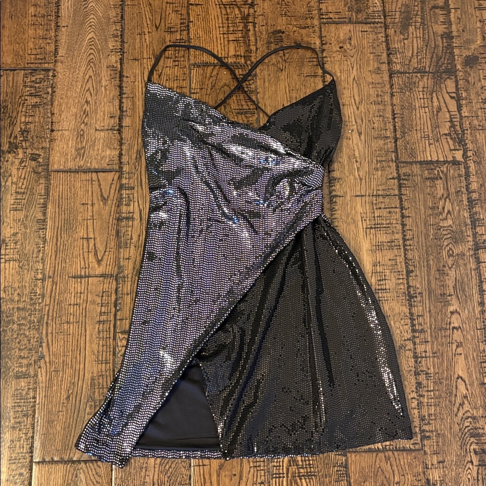 Black and Silver Sequin cocktail dress